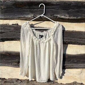 J.Crew Swiss Dot Silk Blend Ruffle Blouse